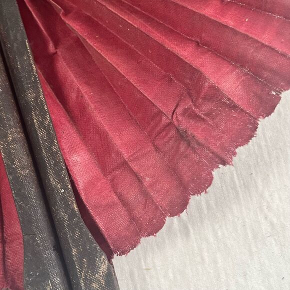Victorian Mourning Fan Fans Lot of 3 colorful Black Red Gothic handheld - Picture 5 of 16